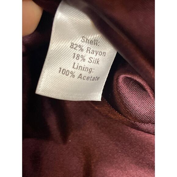 Semantiks Maroon Crushed Velvet Double Button Front Blazer Jacket Women's Size 6 - Picture 5 of 5